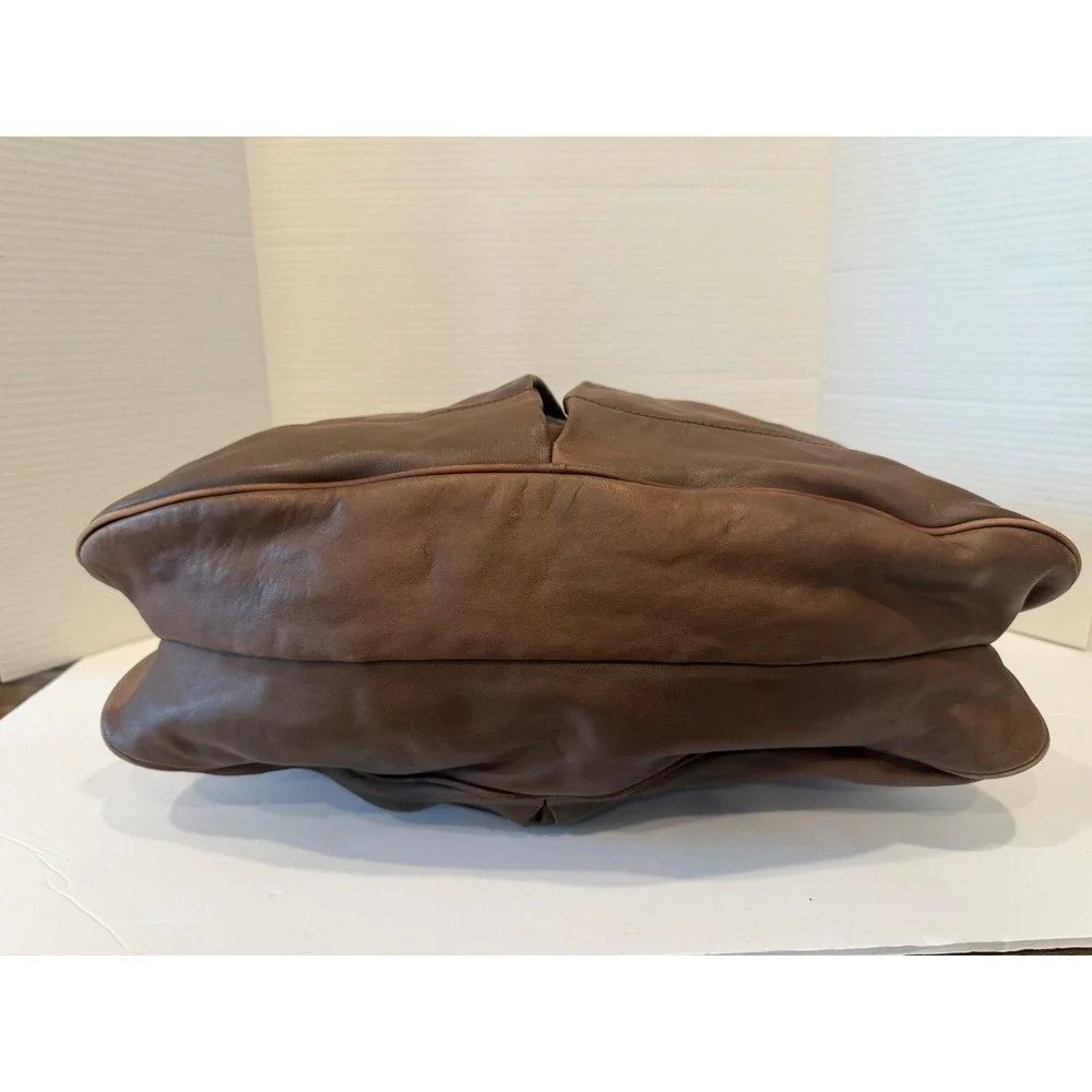 Vintage Ann‎ Taylor Large Brown Leather Hobo Shoulder Bag Purse